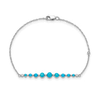 14k White Gold Turquoise and White Topaz Bracelet-BM7416-BTQ-W