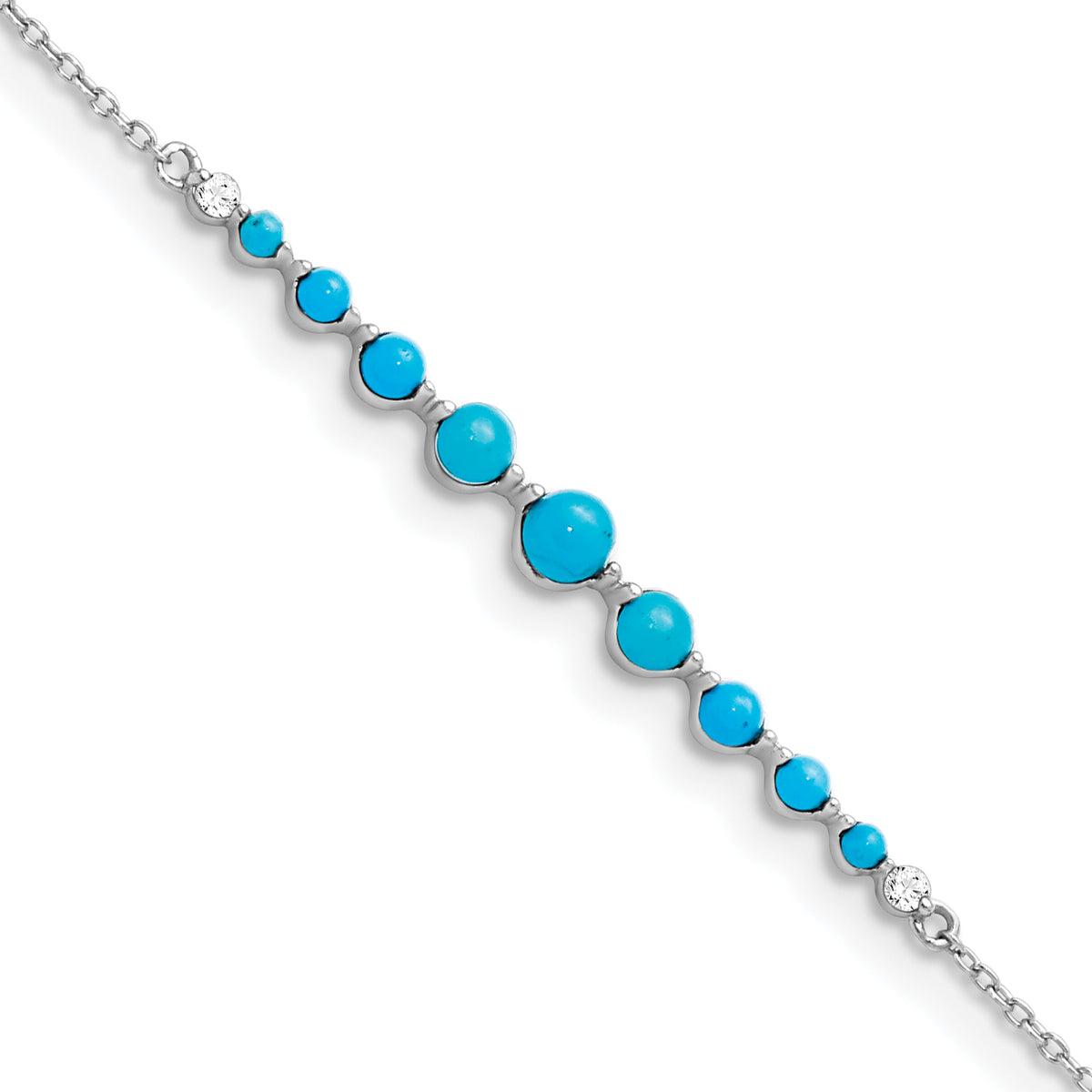 14k White Gold Turquoise and White Topaz Bracelet-BM7416-BTQ-W