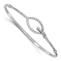 14k White Gold Polished Diamond Oval Buckle Hinged Bangle-BM8390-088-WA