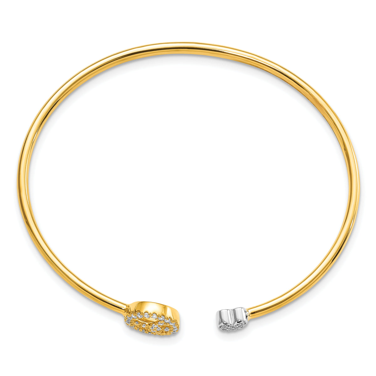 14k Two-tone Diamond Peace & Heart Cuff Bangle-BM8399-026-YWA
