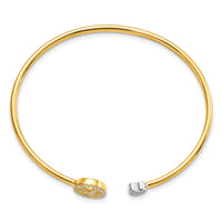 14k Two-tone Diamond Peace & Heart Cuff Bangle-BM8399-026-YWA