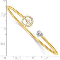 14k Two-tone Diamond Peace & Heart Cuff Bangle-BM8399-026-YWA