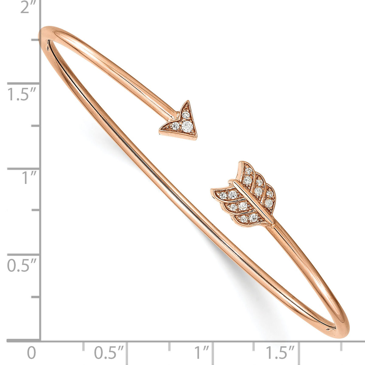 14k Rose Gold Diamond Arrow Cuff Bangle-BM8401-011-RA