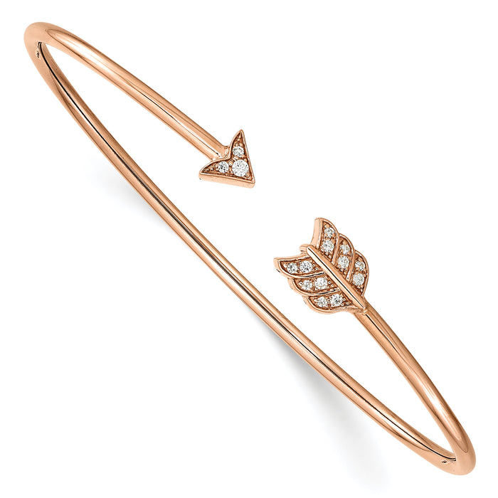 14k Rose Gold Diamond Arrow Cuff Bangle-BM8401-011-RA