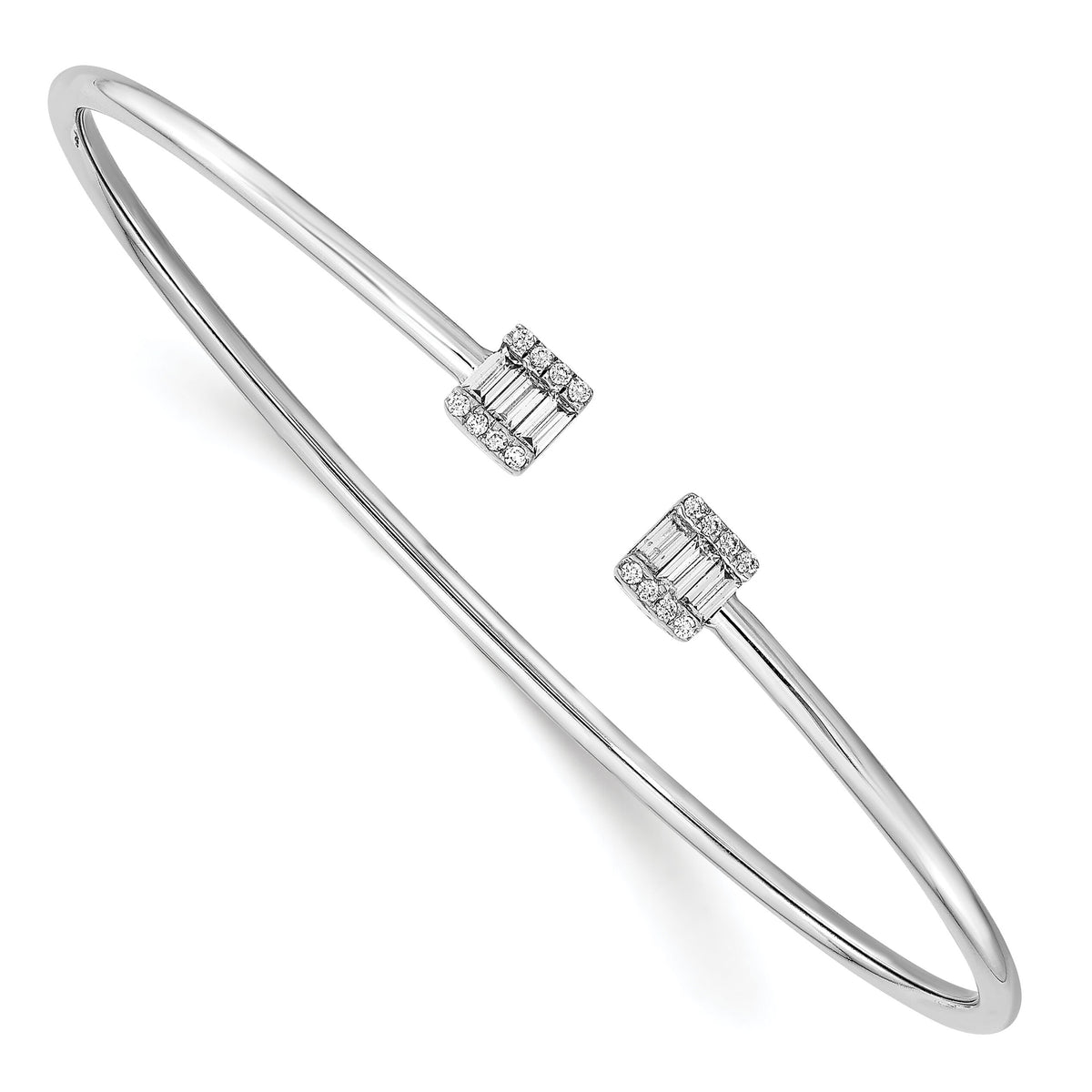 14k White Gold Diamond Cuff Bangle-BM8403-025-WA