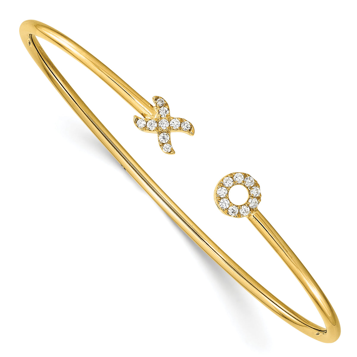 14k Diamond X & O Cuff Bangle-BM8404-020-YA