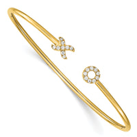 14k Diamond X & O Cuff Bangle-BM8404-020-YA