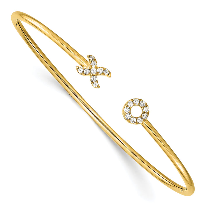 14k Diamond X & O Cuff Bangle-BM8404-020-YA