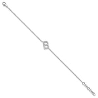 14KW Diamond Sideways Letter B w/ 1in ext. Bracelet-BM9951B-025-WA