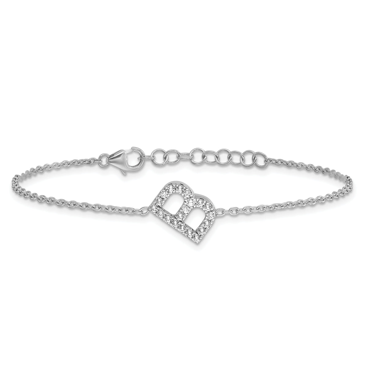 14KW Diamond Sideways Letter B w/ 1in ext. Bracelet-BM9951B-025-WA