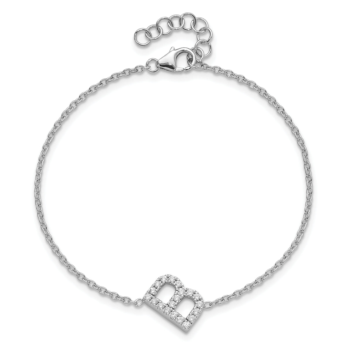 14KW Diamond Sideways Letter B w/ 1in ext. Bracelet-BM9951B-025-WA