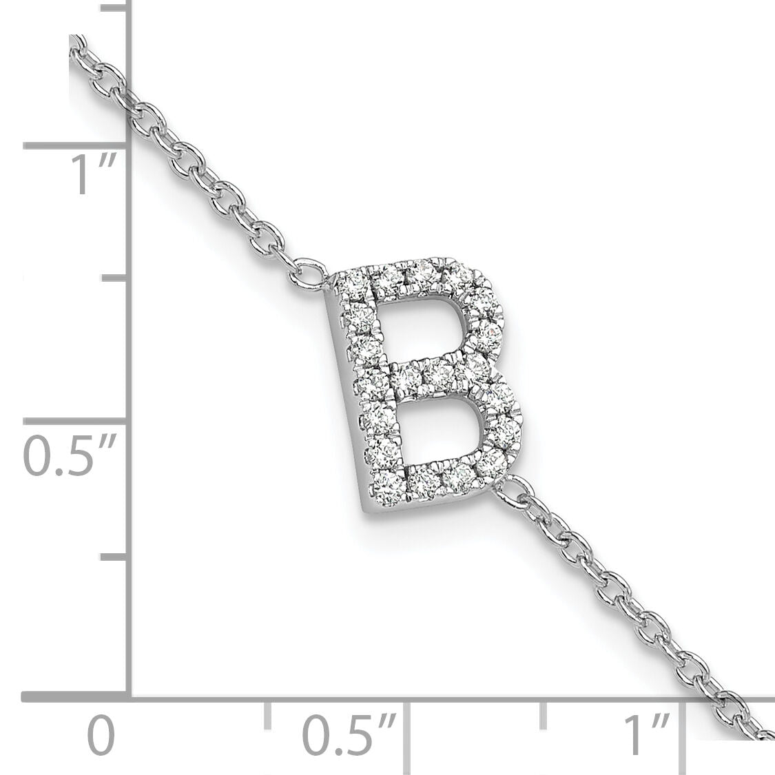 14KW Diamond Sideways Letter B w/ 1in ext. Bracelet-BM9951B-025-WA