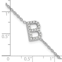 14KW Diamond Sideways Letter B w/ 1in ext. Bracelet-BM9951B-025-WA