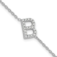 14KW Diamond Sideways Letter B w/ 1in ext. Bracelet-BM9951B-025-WA