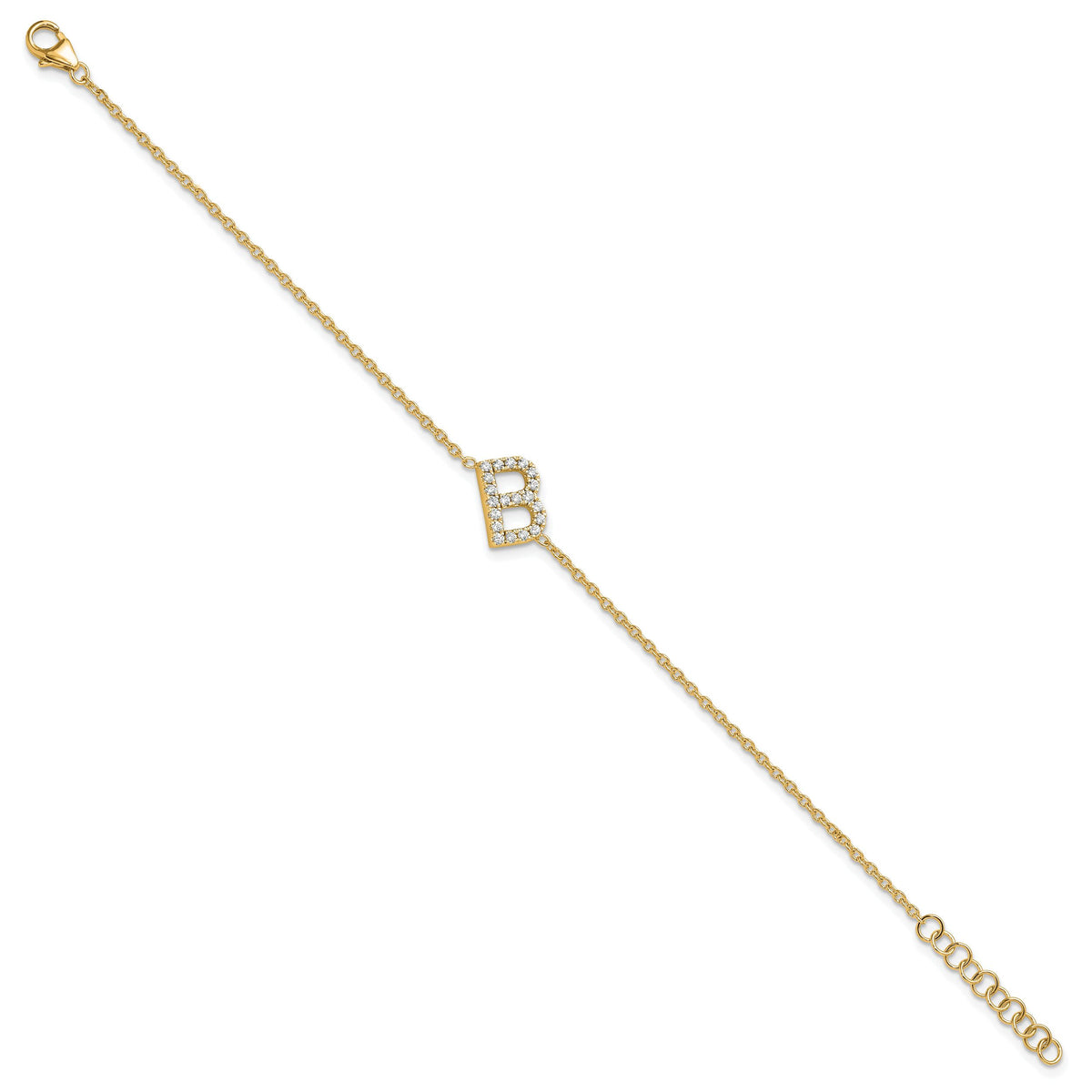 14K Diamond Sideways Letter B w/ 1in ext. Bracelet-BM9951B-025-YA