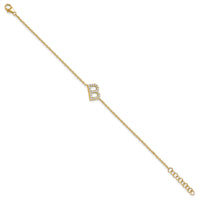 14K Diamond Sideways Letter B w/ 1in ext. Bracelet-BM9951B-025-YA