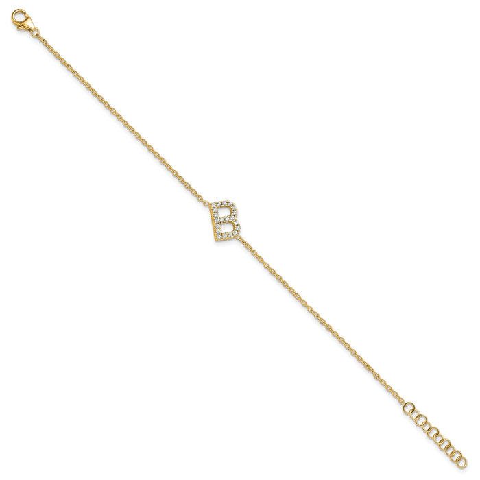 14K Diamond Sideways Letter B w/ 1in ext. Bracelet-BM9951B-025-YA