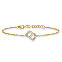 14K Diamond Sideways Letter B w/ 1in ext. Bracelet-BM9951B-025-YA
