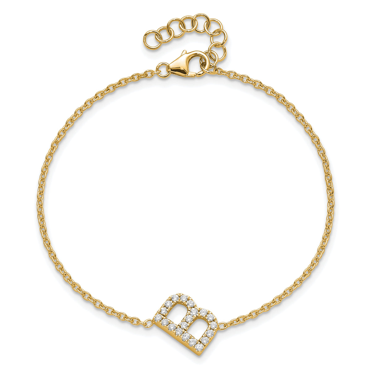 14K Diamond Sideways Letter B w/ 1in ext. Bracelet-BM9951B-025-YA