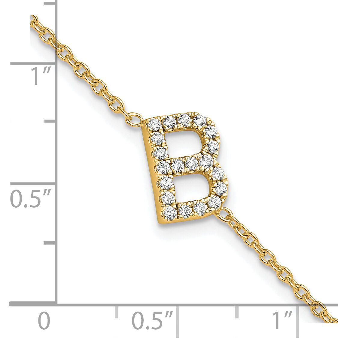 14K Diamond Sideways Letter B w/ 1in ext. Bracelet-BM9951B-025-YA