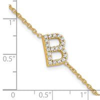 14K Diamond Sideways Letter B w/ 1in ext. Bracelet-BM9951B-025-YA