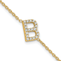 14K Diamond Sideways Letter B w/ 1in ext. Bracelet-BM9951B-025-YA