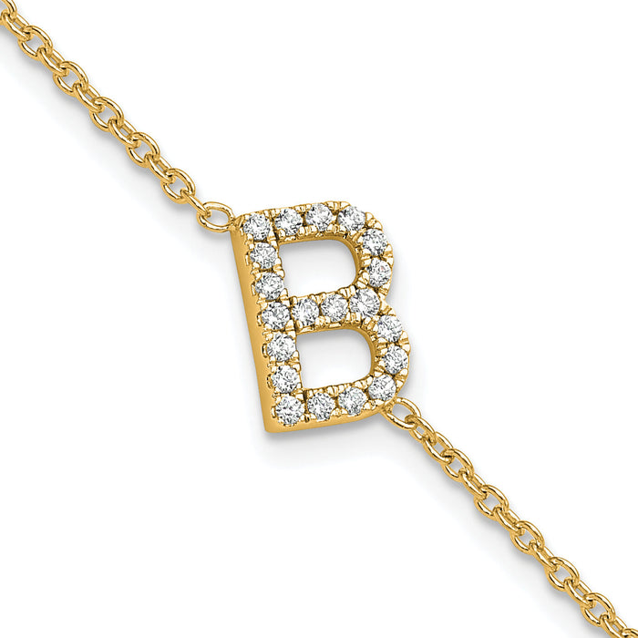 14K Diamond Sideways Letter B w/ 1in ext. Bracelet-BM9951B-025-YA