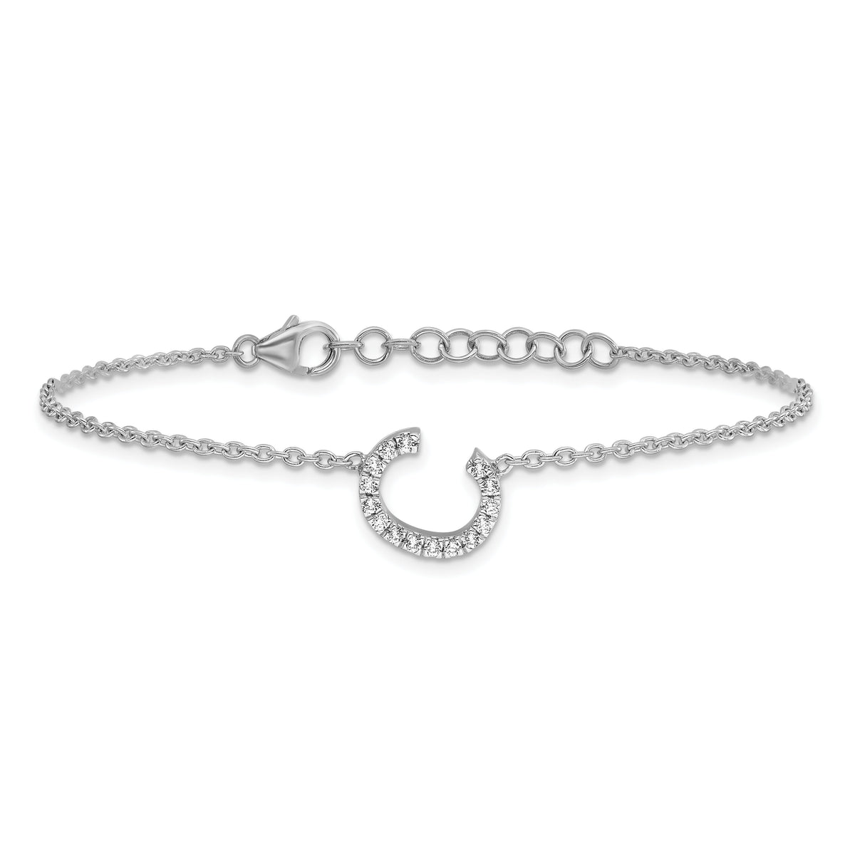 14KW Diamond Sideways Letter C w/ 1in ext. Bracelet-BM9951C-018-WA