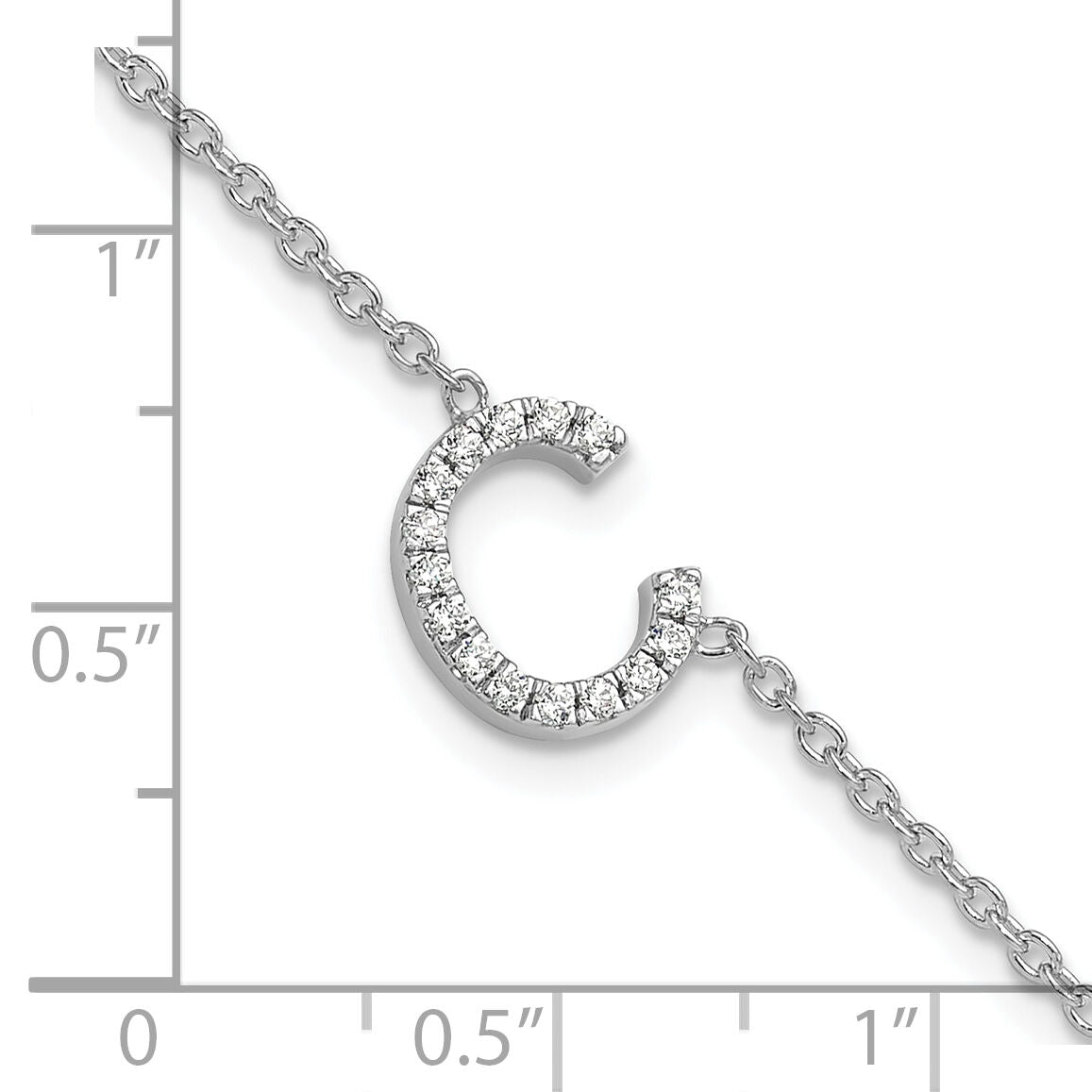 14KW Diamond Sideways Letter C w/ 1in ext. Bracelet-BM9951C-018-WA
