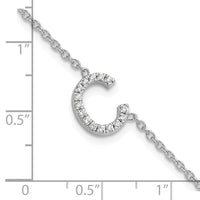14KW Diamond Sideways Letter C w/ 1in ext. Bracelet-BM9951C-018-WA