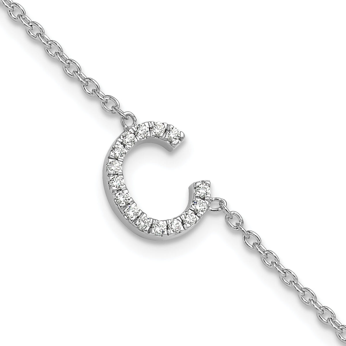 14KW Diamond Sideways Letter C w/ 1in ext. Bracelet-BM9951C-018-WA