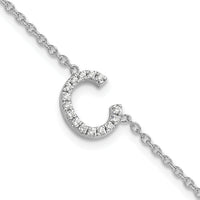 14KW Diamond Sideways Letter C w/ 1in ext. Bracelet-BM9951C-018-WA
