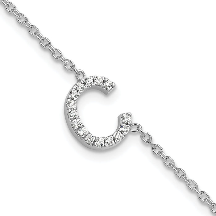14KW Diamond Sideways Letter C w/ 1in ext. Bracelet-BM9951C-018-WA