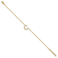 14K Diamond Sideways Letter C w/ 1in ext. Bracelet-BM9951C-018-YA