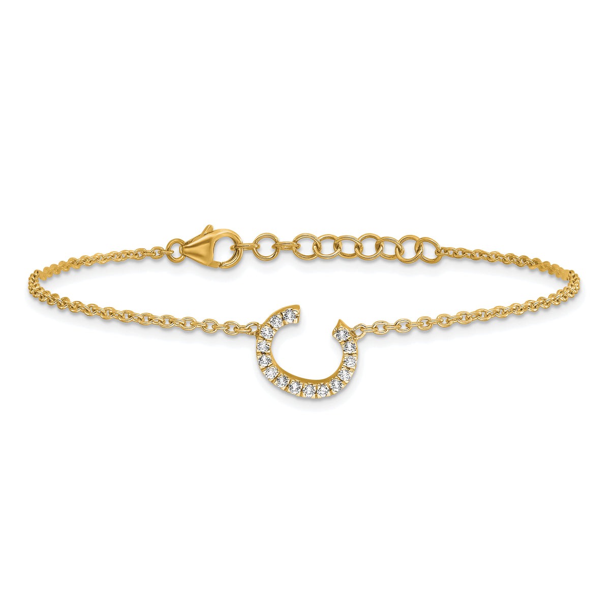 14K Diamond Sideways Letter C w/ 1in ext. Bracelet-BM9951C-018-YA