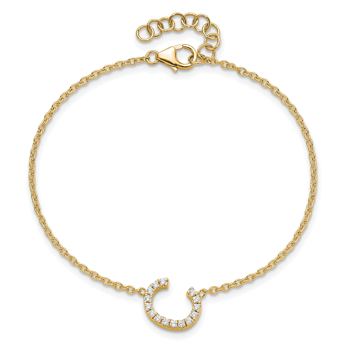 14K Diamond Sideways Letter C w/ 1in ext. Bracelet-BM9951C-018-YA