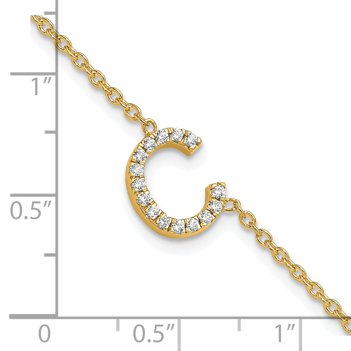 14K Diamond Sideways Letter C w/ 1in ext. Bracelet-BM9951C-018-YA