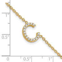 14K Diamond Sideways Letter C w/ 1in ext. Bracelet-BM9951C-018-YA