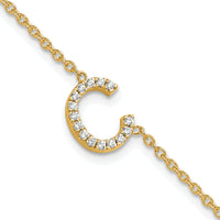 14K Diamond Sideways Letter C w/ 1in ext. Bracelet-BM9951C-018-YA