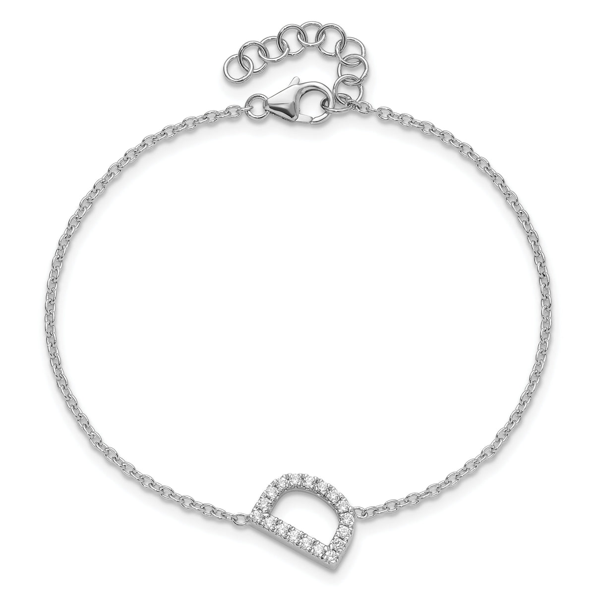 14KW Diamond Sideways Letter D w/ 1in ext. Bracelet-BM9951D-022-WA