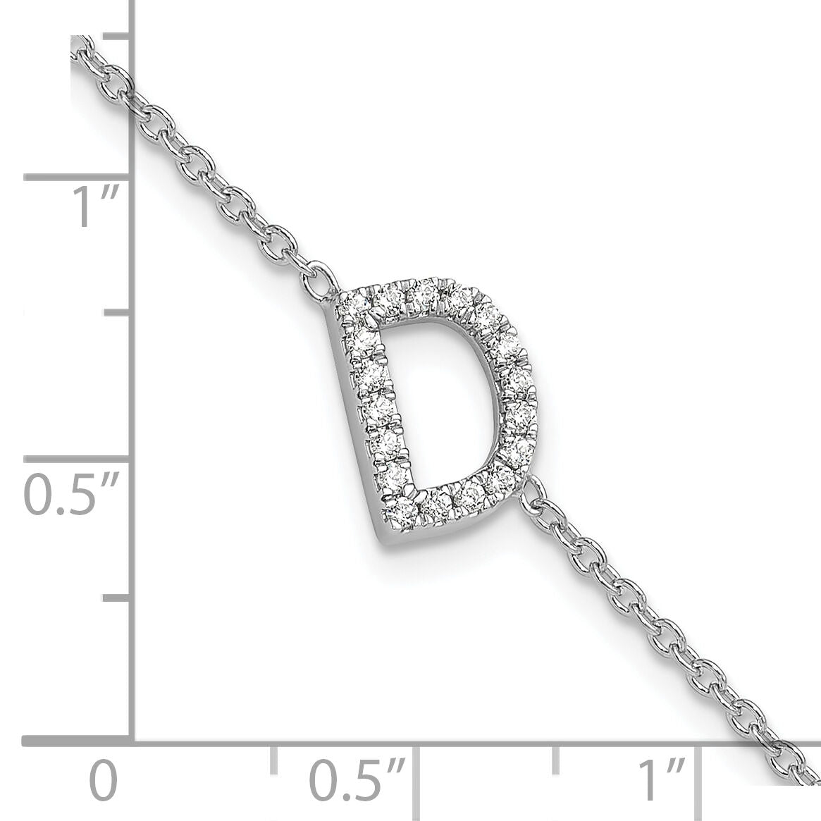 14KW Diamond Sideways Letter D w/ 1in ext. Bracelet-BM9951D-022-WA