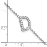 14KW Diamond Sideways Letter D w/ 1in ext. Bracelet-BM9951D-022-WA