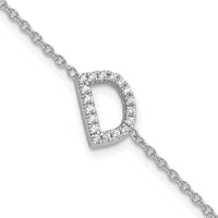 14KW Diamond Sideways Letter D w/ 1in ext. Bracelet-BM9951D-022-WA