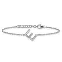 14KW Diamond Sideways Letter E w/ 1in ext. Bracelet-BM9951E-022-WA