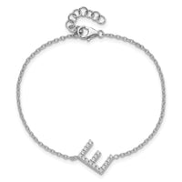 14KW Diamond Sideways Letter E w/ 1in ext. Bracelet-BM9951E-022-WA