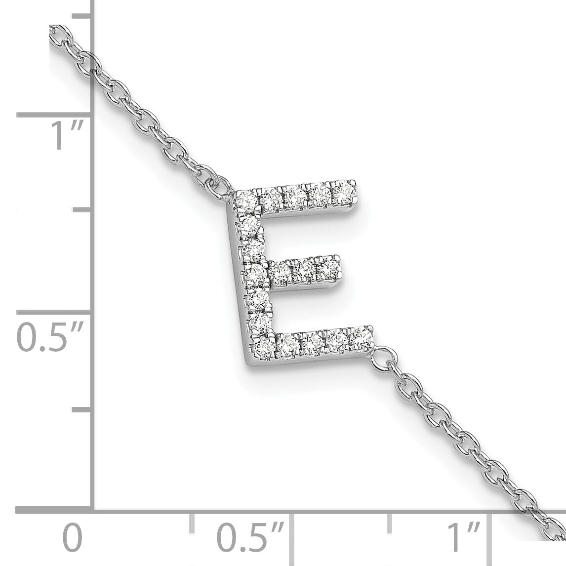 14KW Diamond Sideways Letter E w/ 1in ext. Bracelet-BM9951E-022-WA