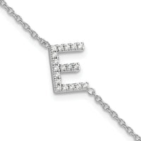 14KW Diamond Sideways Letter E w/ 1in ext. Bracelet-BM9951E-022-WA