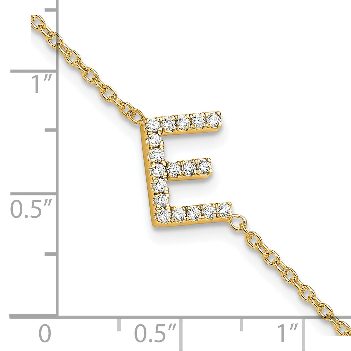14K Diamond Sideways Letter E w/ 1in ext. Bracelet-BM9951E-022-YA