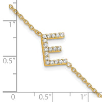 14K Diamond Sideways Letter E w/ 1in ext. Bracelet-BM9951E-022-YA