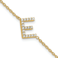 14K Diamond Sideways Letter E w/ 1in ext. Bracelet-BM9951E-022-YA
